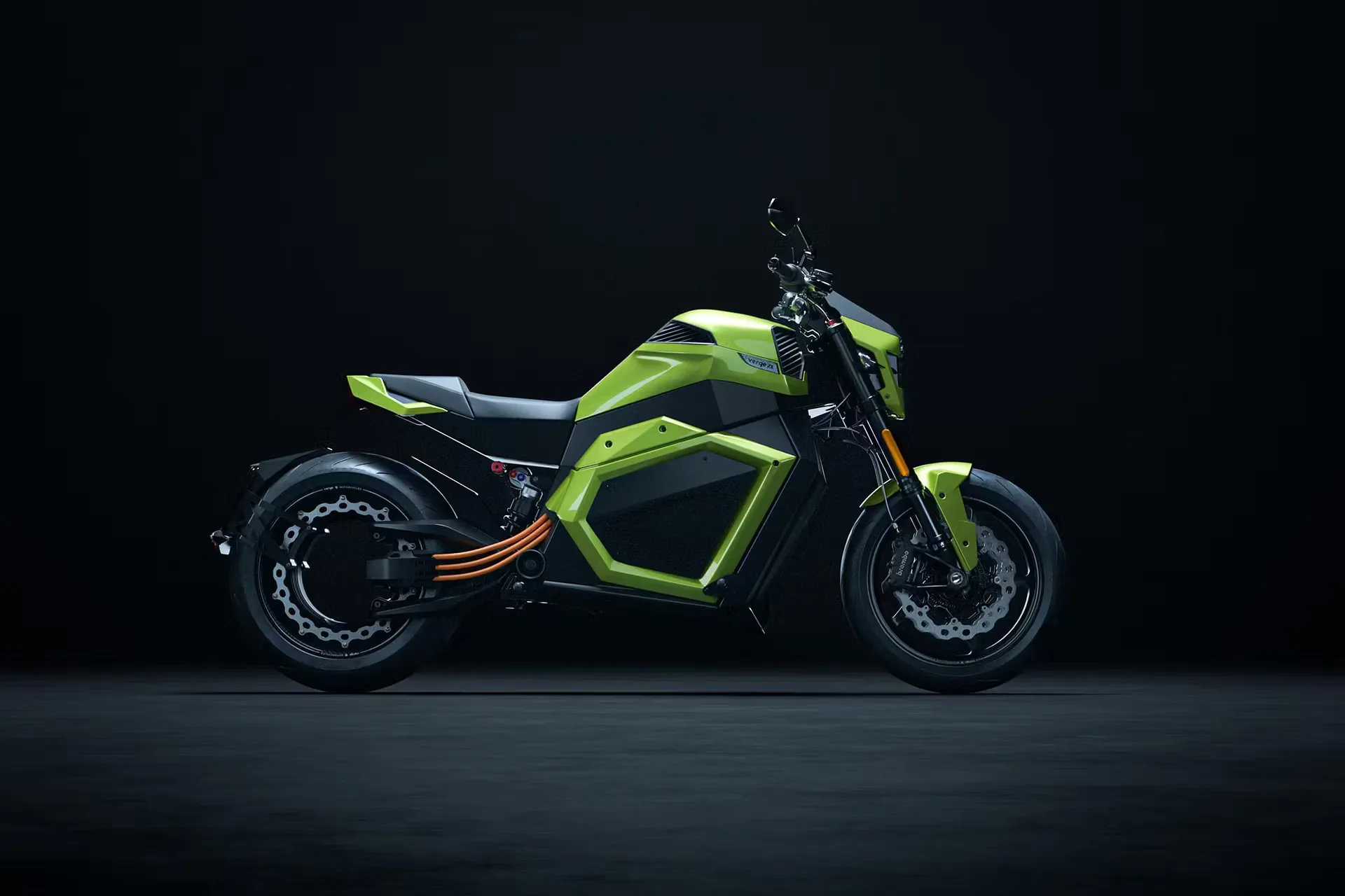 A modern electric motorcycle shown in profile
